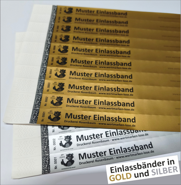 Einlassbänder - GOLD/SILBER - Druck: 1/0 Schwarz